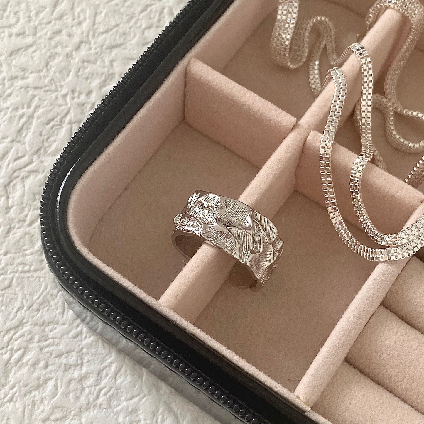 Vintage Vibes S925 Silver Embossed Texture Ring