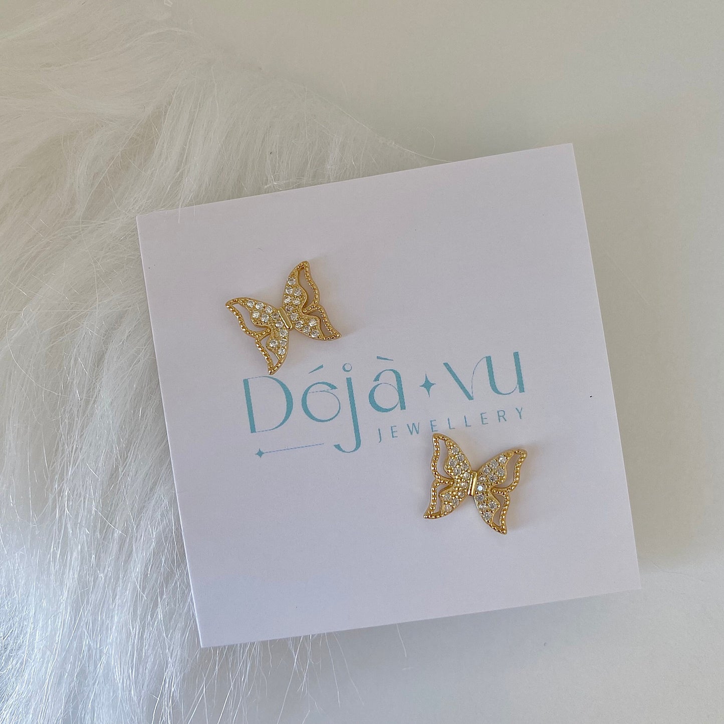 Glimmering Golden Butterfly S925 18k Gold-Plated Stud Earrings