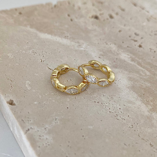 Olive Sparkle S925 Silver Hoop Earrings