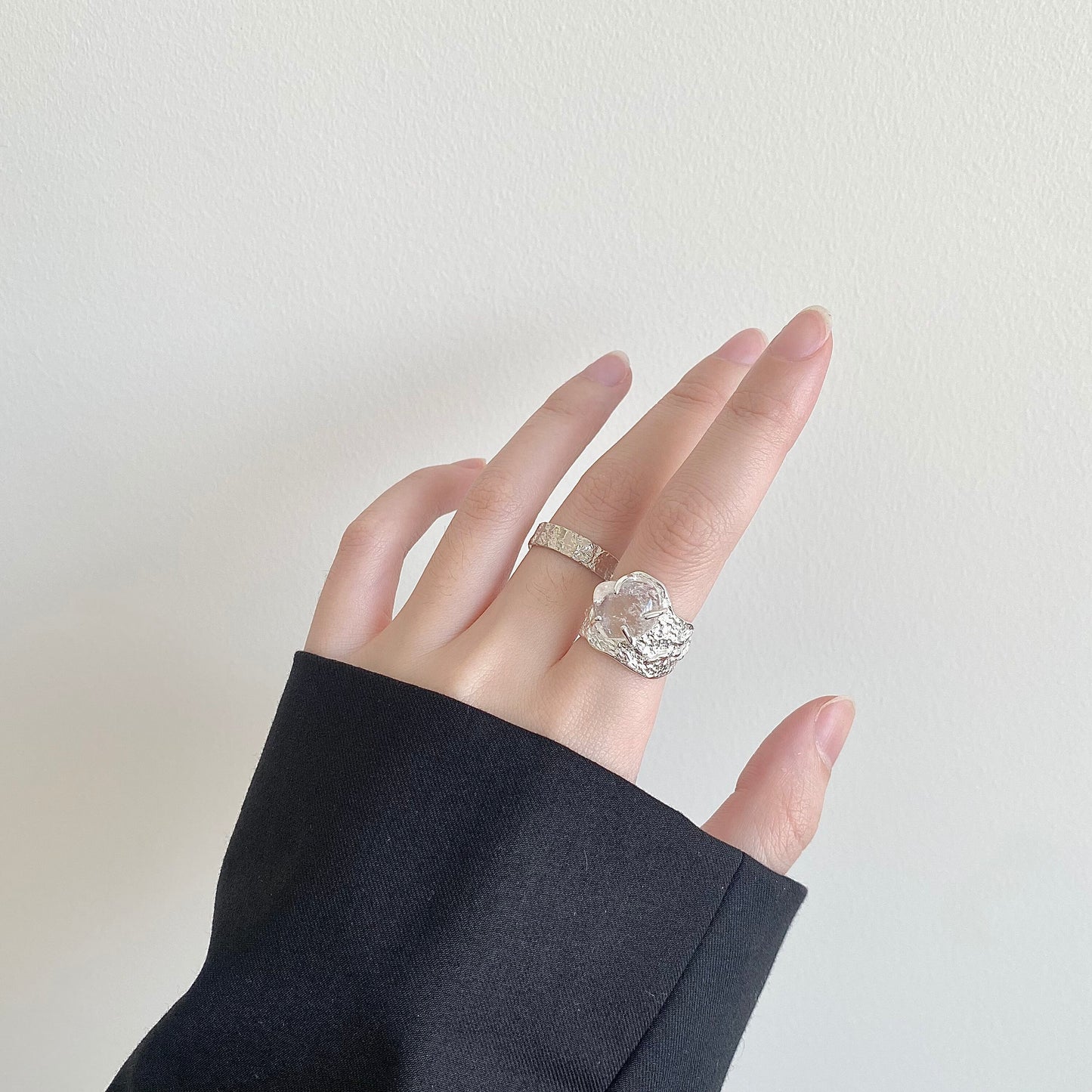 Crystal Oasis Chunky Silver & Gold Ring