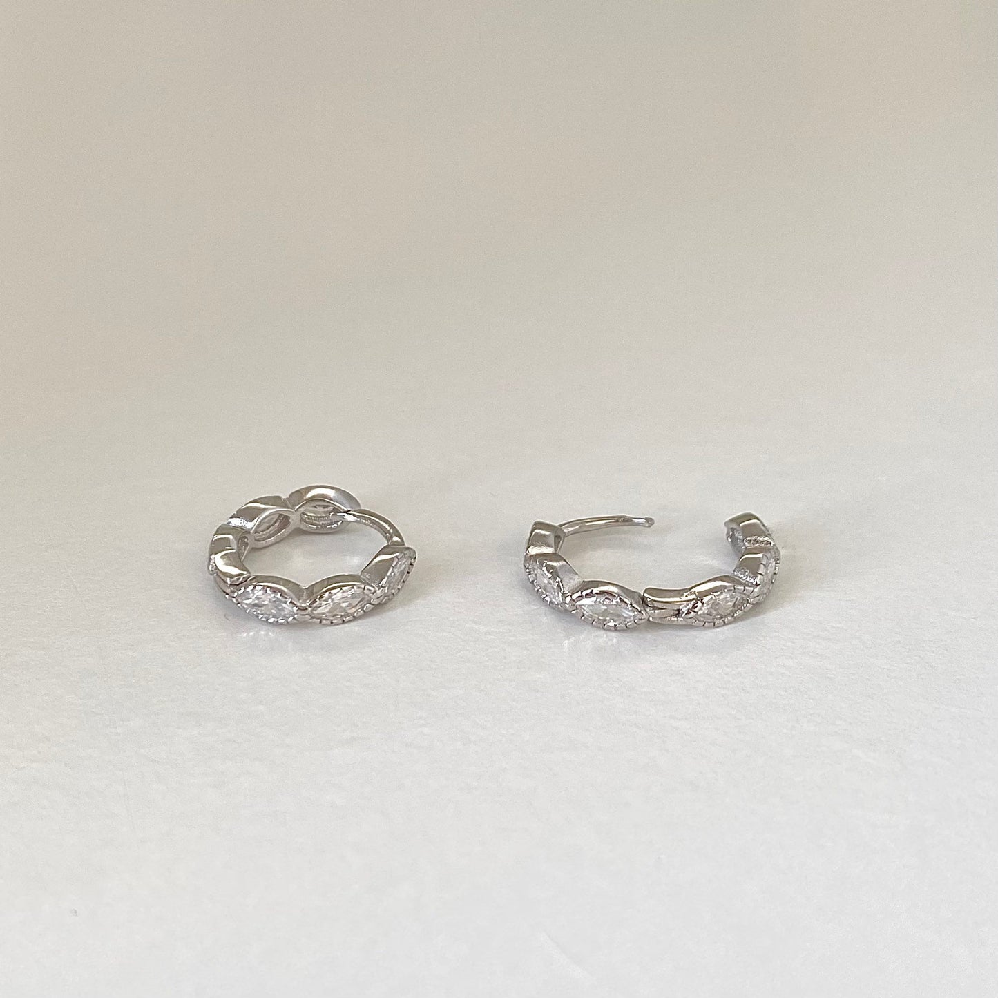 Olive Sparkle S925 Silver Hoop Earrings