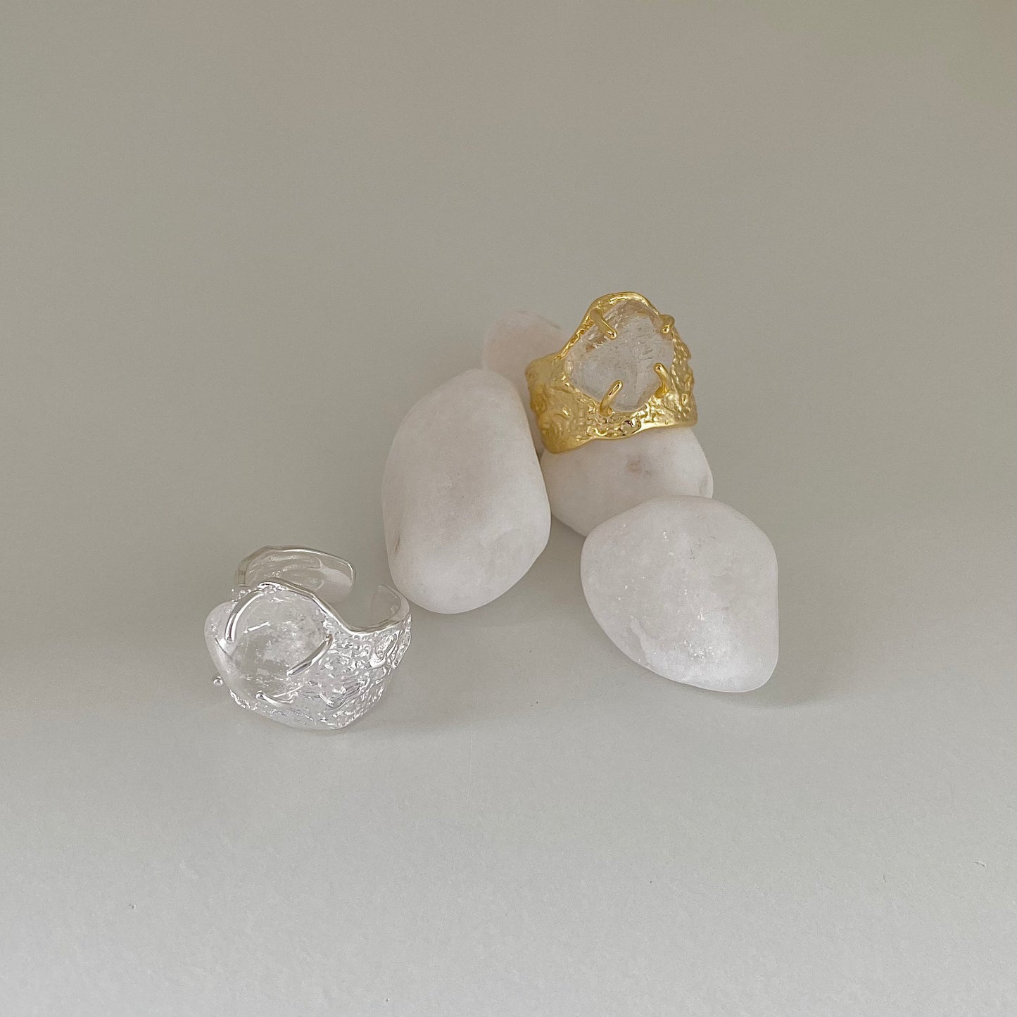 Crystal Oasis Chunky Silver & Gold Ring
