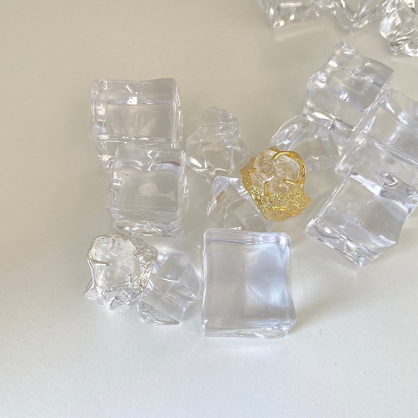Crystal Oasis Chunky Silver & Gold Ring