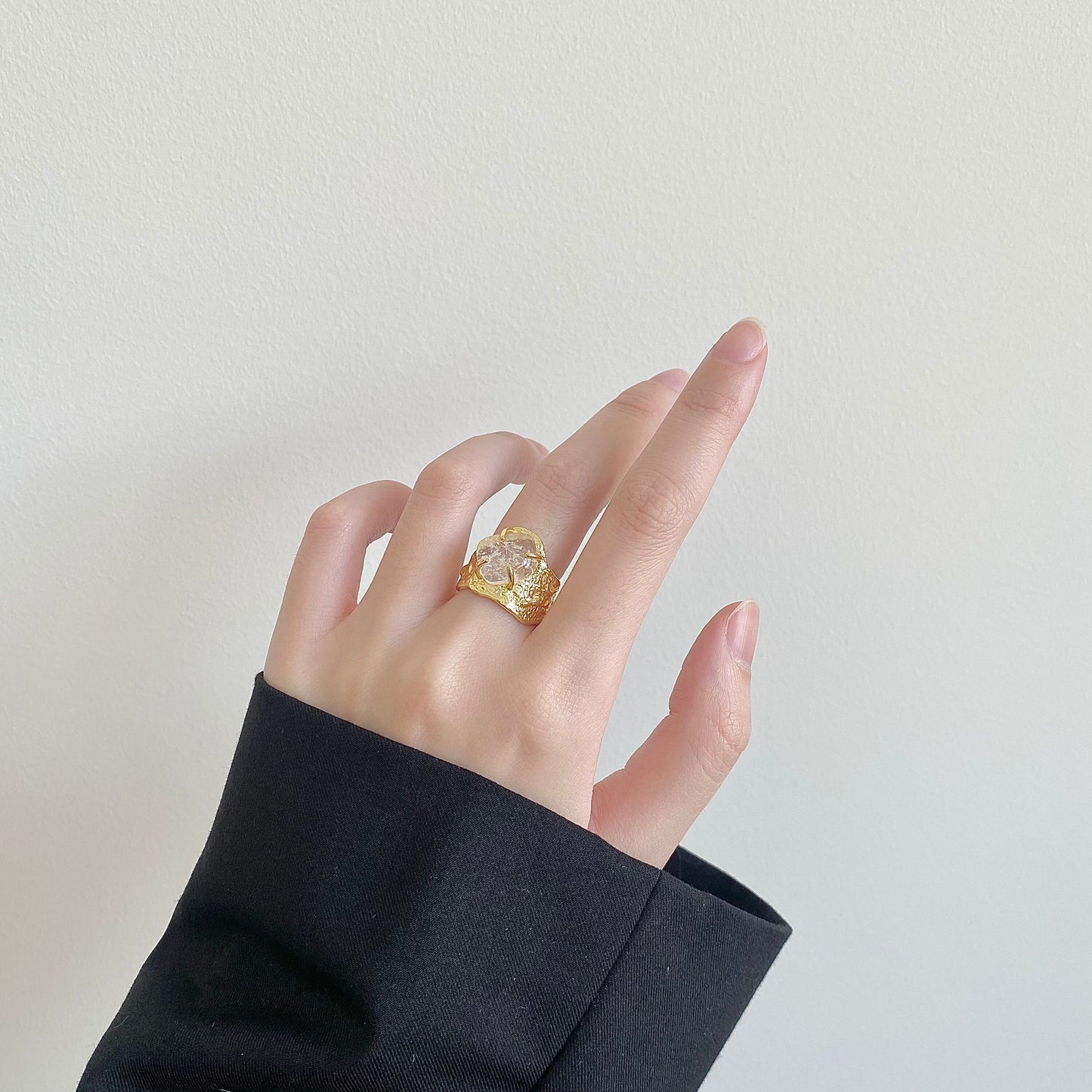 Crystal Oasis Chunky Silver & Gold Ring