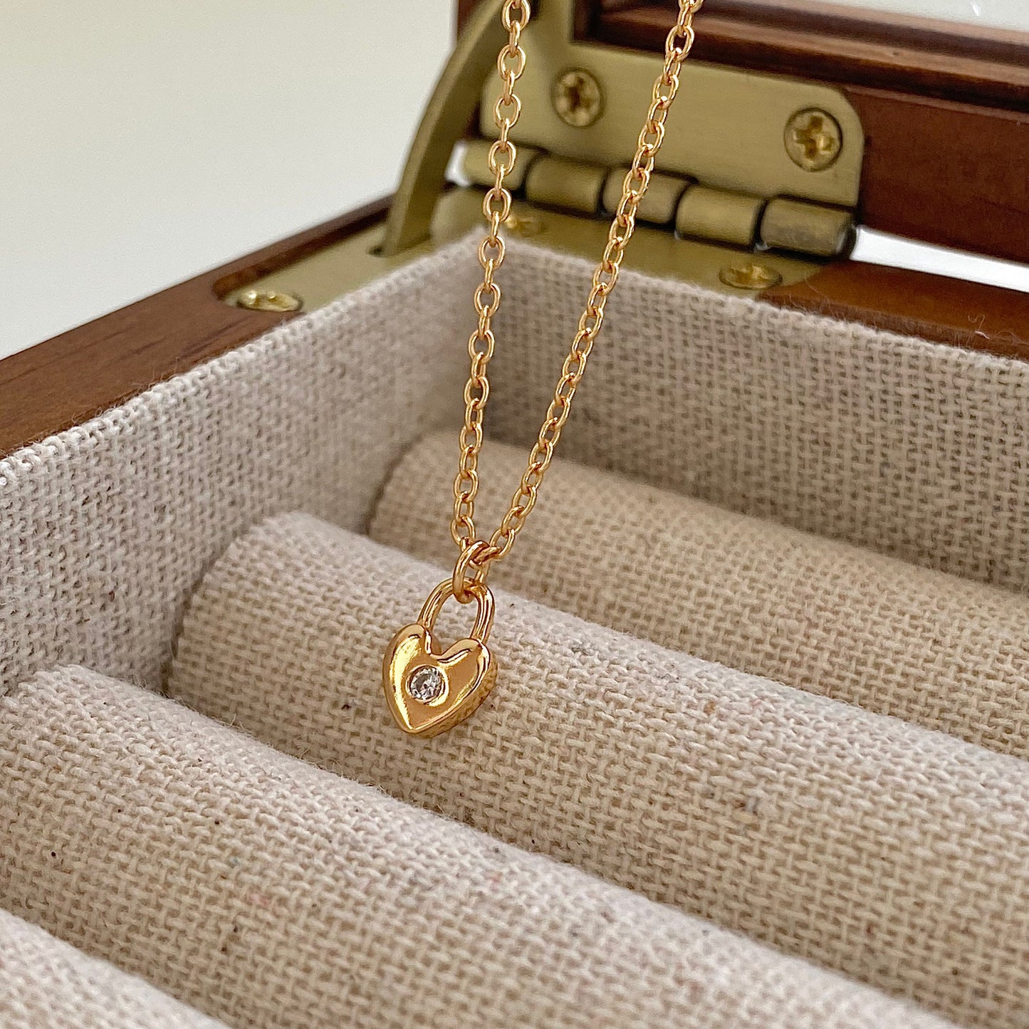 Golden Love Lock S925 Silver Heart Pendant Necklace