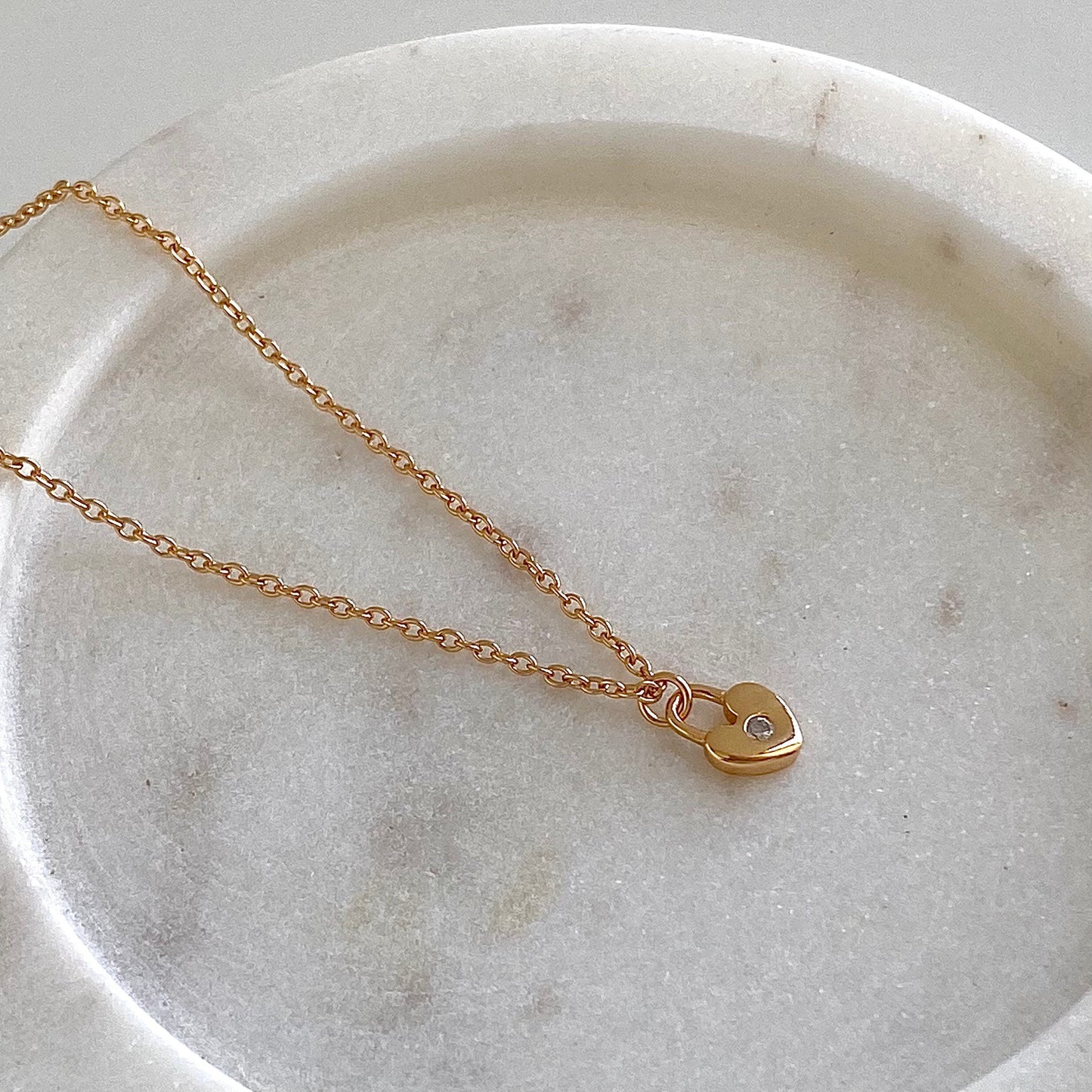 Golden Love Lock S925 Silver Heart Pendant Necklace