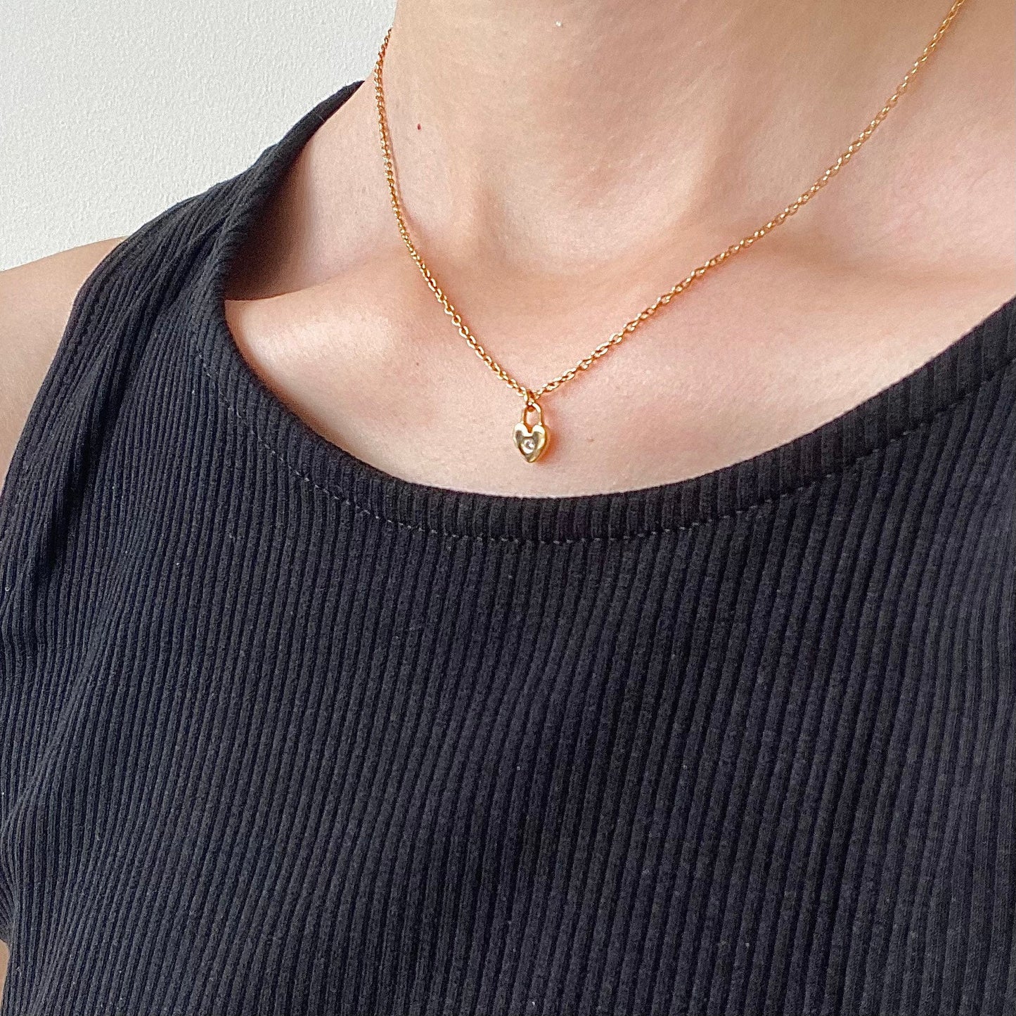 Golden Love Lock S925 Silver Heart Pendant Necklace