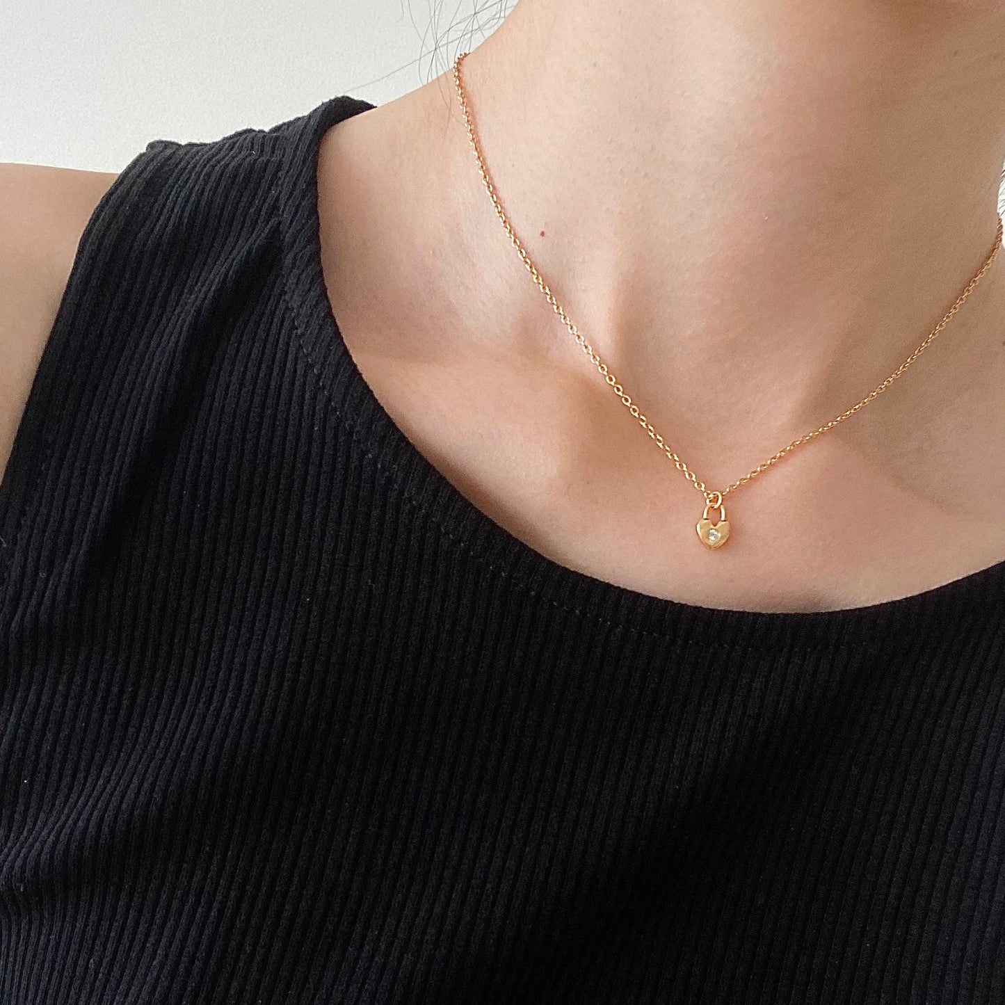 Golden Love Lock S925 Silver Heart Pendant Necklace