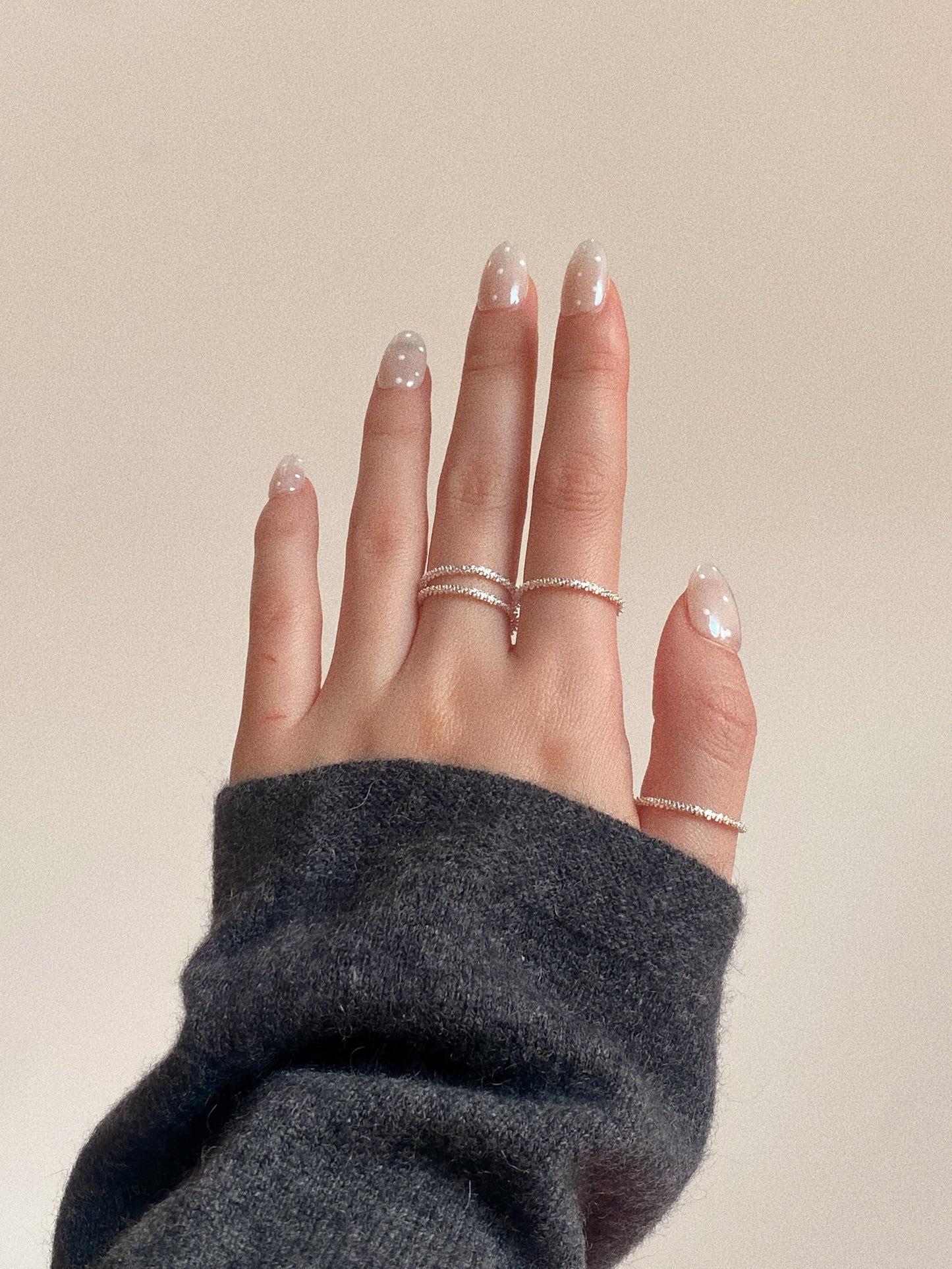 Shimmering Cascade S925 Silver Chain Ring