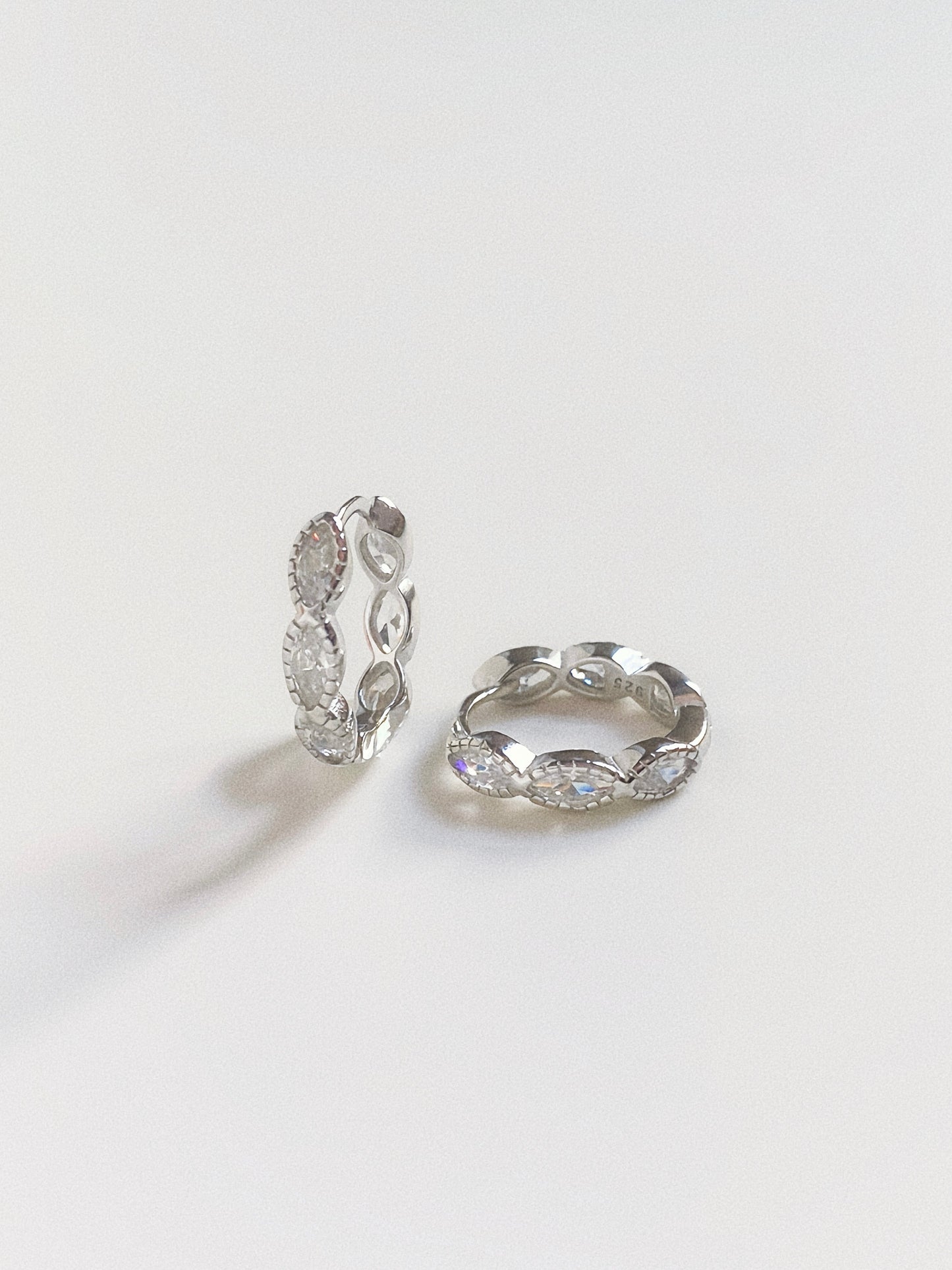 Olive Sparkle S925 Silver Hoop Earrings