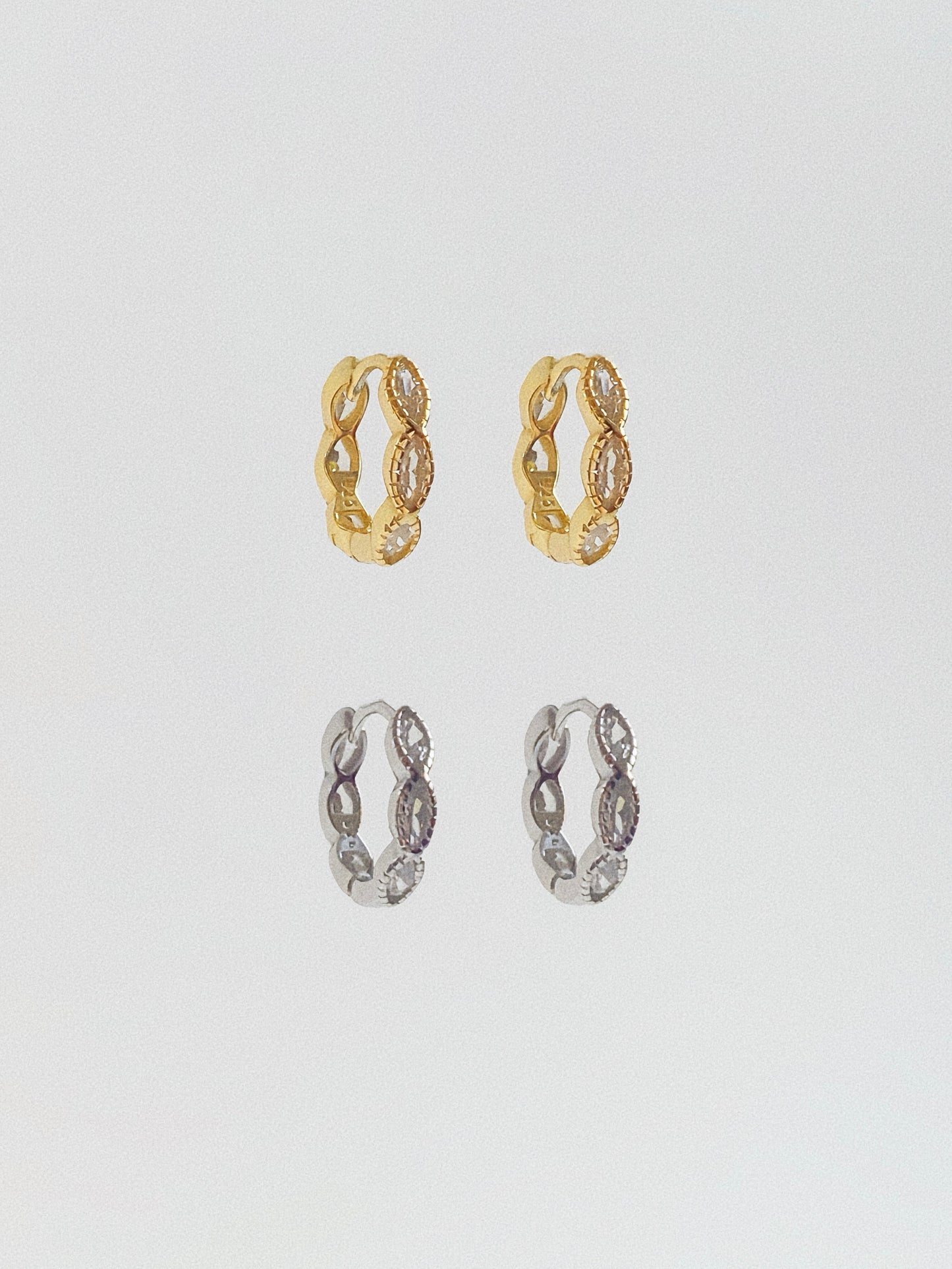 Olive Sparkle S925 Silver Hoop Earrings