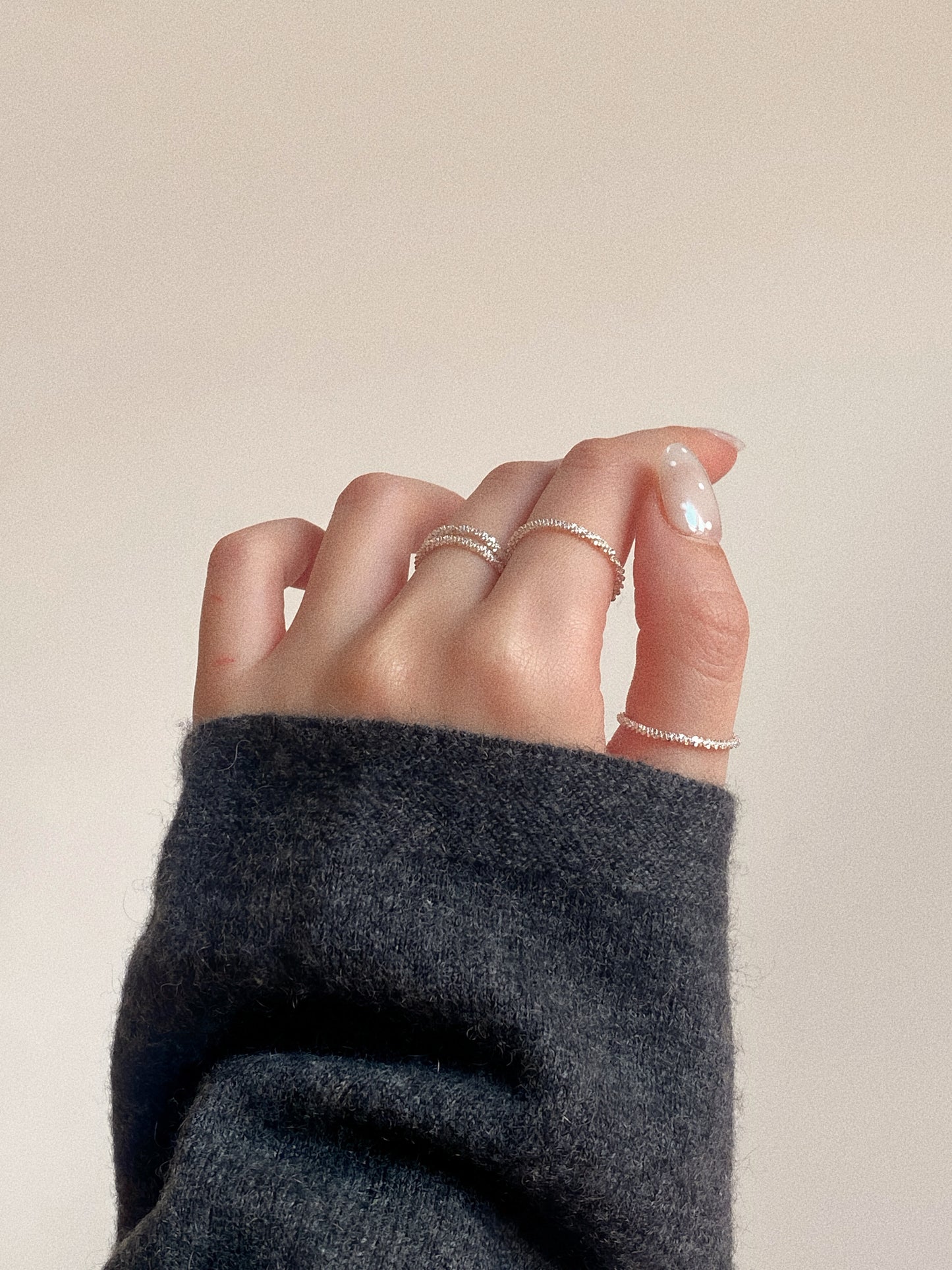 Shimmering Cascade S925 Silver Chain Ring