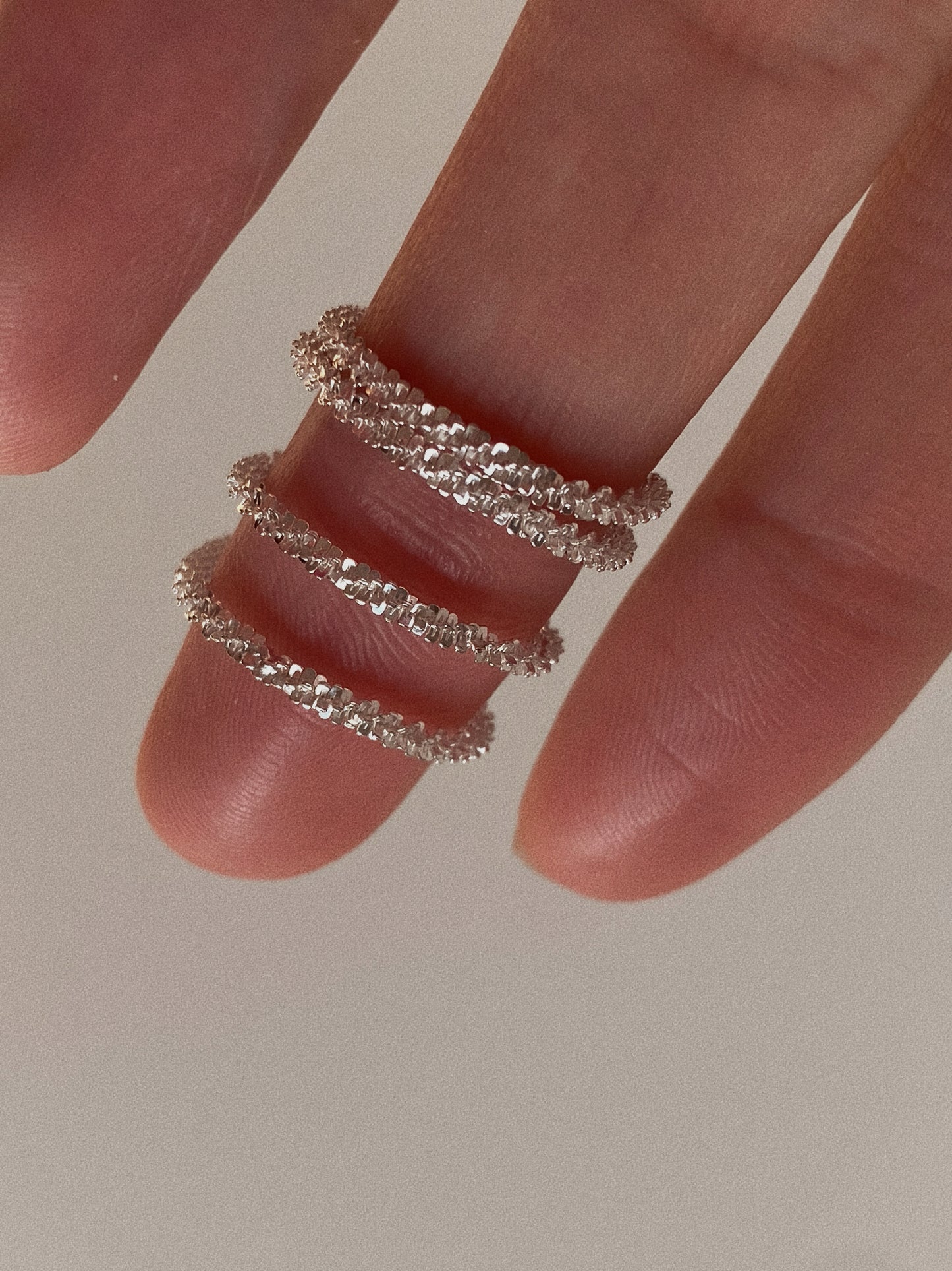 Shimmering Cascade S925 Silver Chain Ring