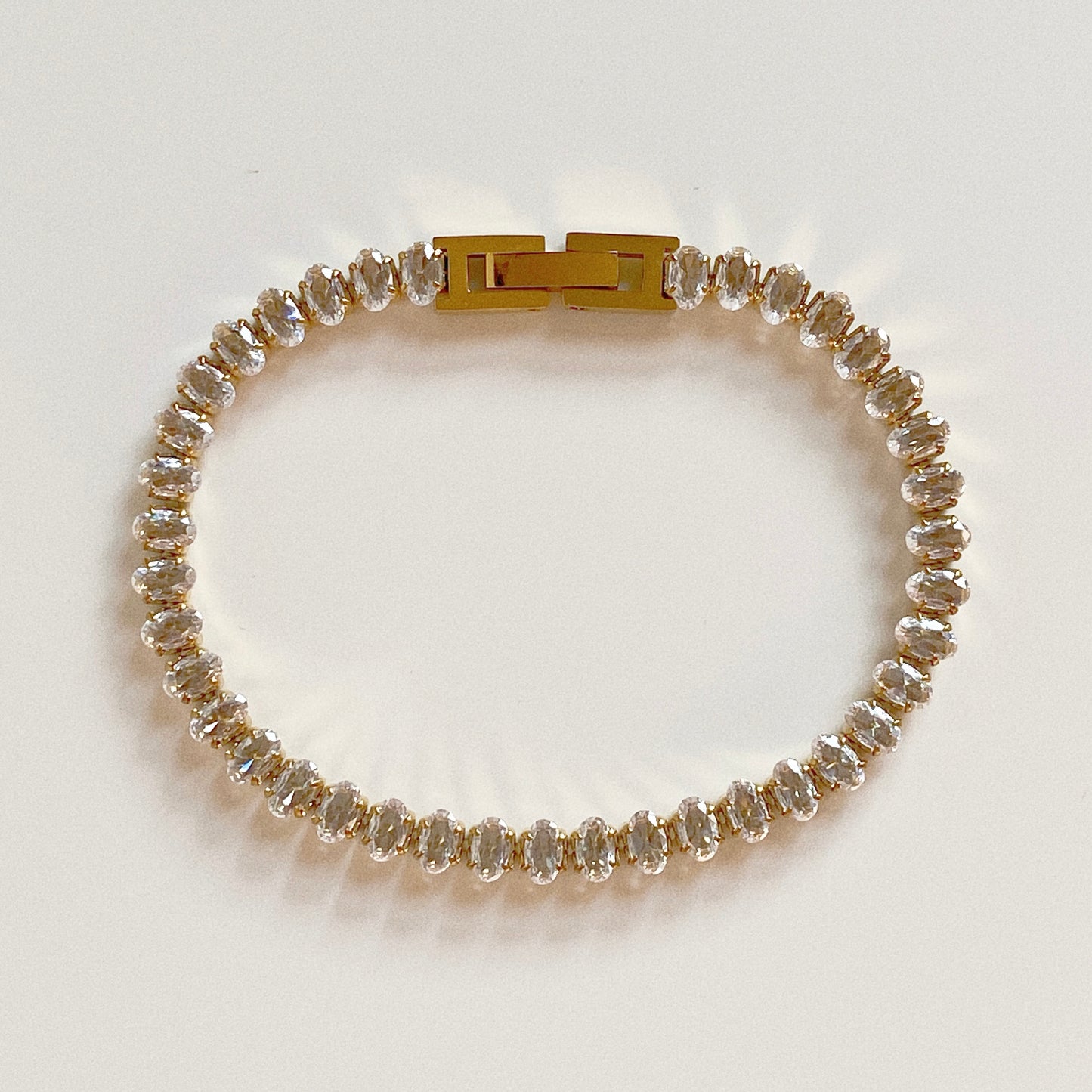 Dainty Gold Oval CZ Tennis Bracelet