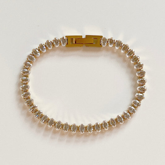 Dainty Gold Oval CZ Tennis Bracelet