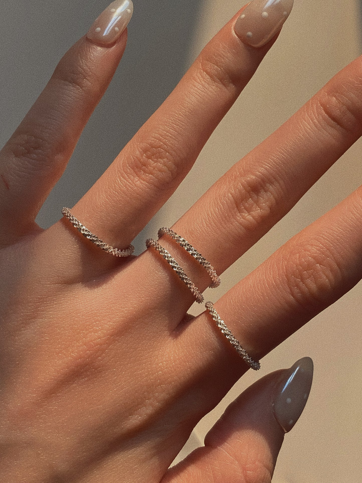 Shimmering Cascade S925 Silver Chain Ring