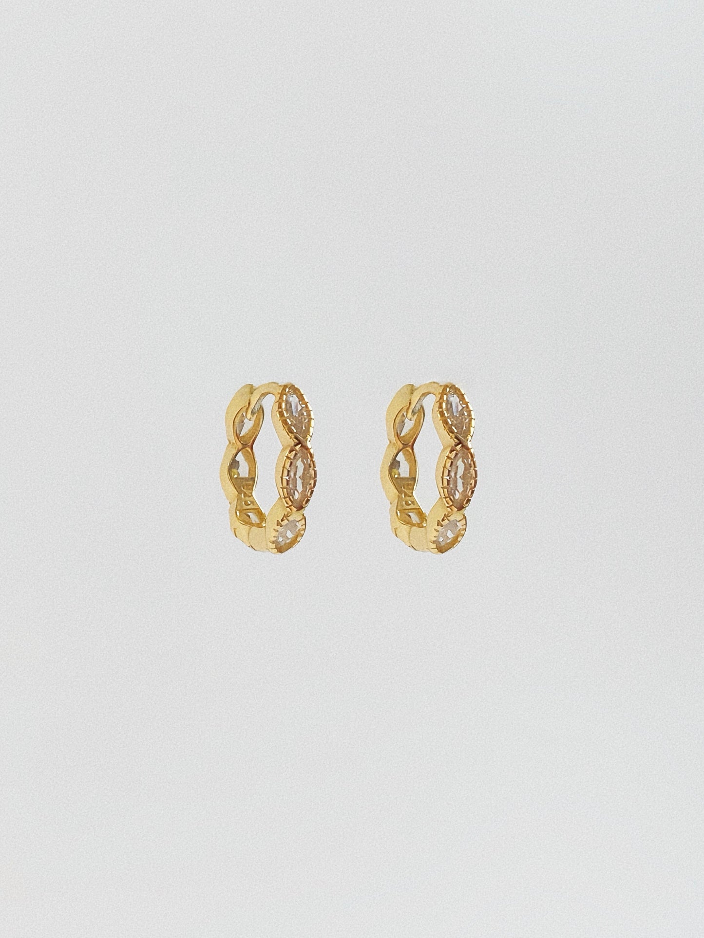 Olive Sparkle S925 Silver Hoop Earrings