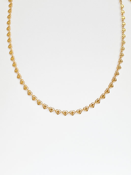 The Amour Heart Choker | Diamond-Cut Sparkle Chain (Waterproof Gold)