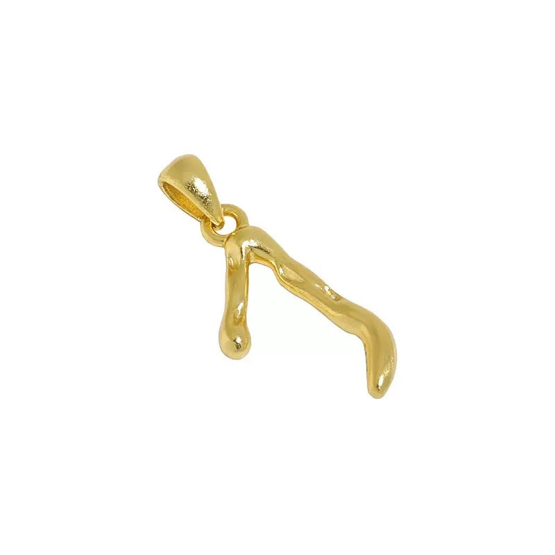 The Molten Initial Organic Letter Pendant & Dainty Chain (18k Gold Vermeil / 925 Silver)