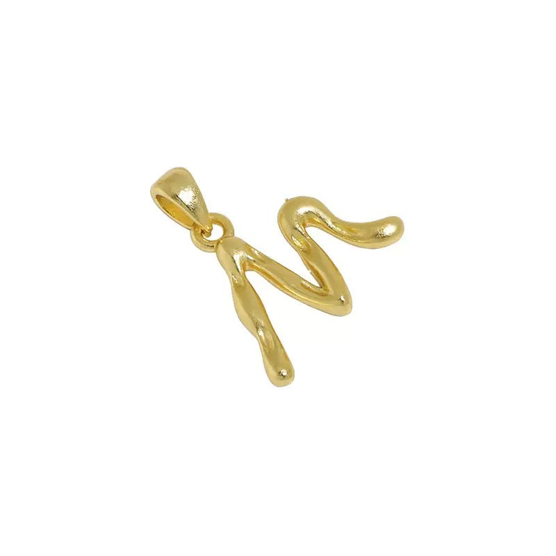 The Molten Initial Organic Letter Pendant & Dainty Chain (18k Gold Vermeil / 925 Silver)