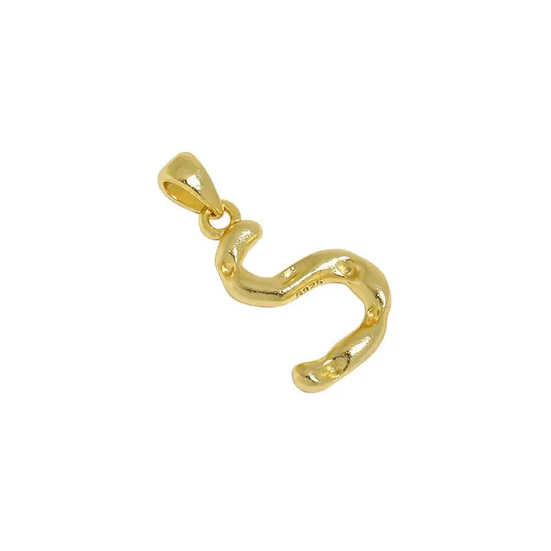 The Molten Initial Organic Letter Pendant & Dainty Chain (18k Gold Vermeil / 925 Silver)