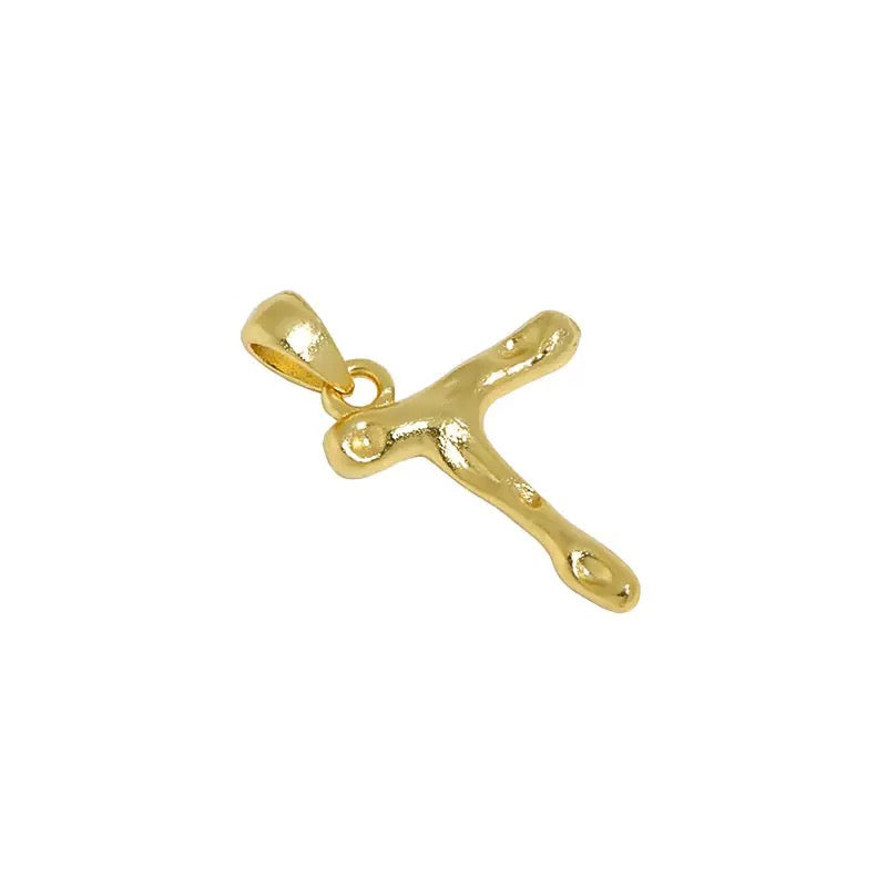 The Molten Initial Organic Letter Pendant & Dainty Chain (18k Gold Vermeil / 925 Silver)