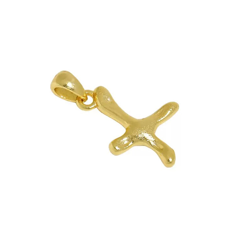 The Molten Initial Organic Letter Pendant & Dainty Chain (18k Gold Vermeil / 925 Silver)