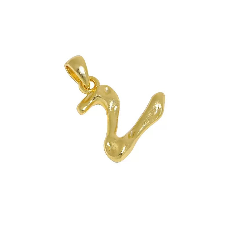 The Molten Initial Organic Letter Pendant & Dainty Chain (18k Gold Vermeil / 925 Silver)