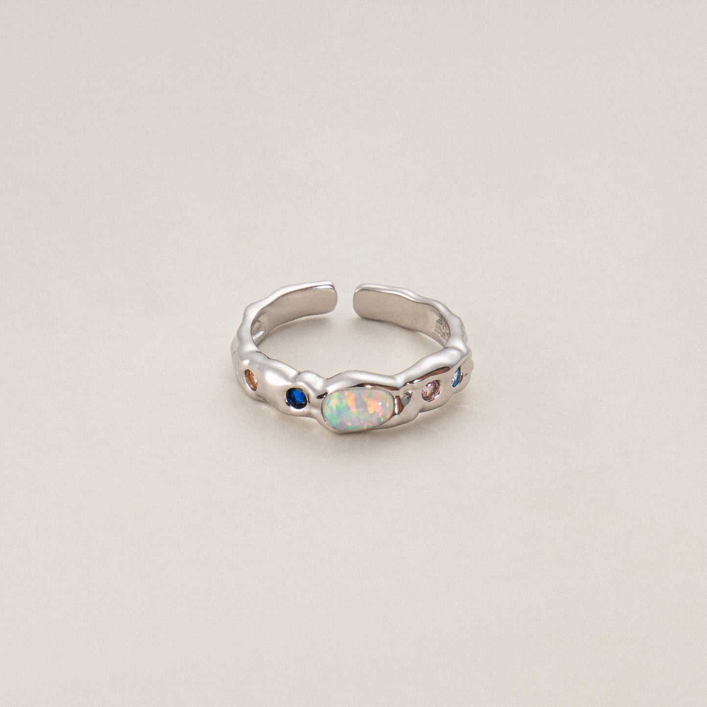 Aurora Shimmer S925 Silver Opal Ring