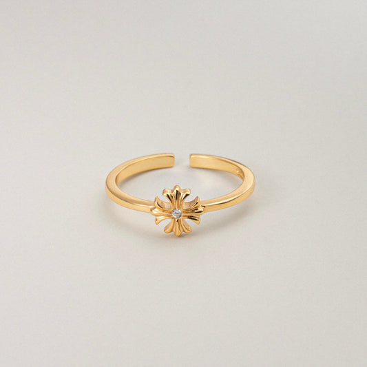 Faithful Blossom Gold & Silver Cross Flower Ring