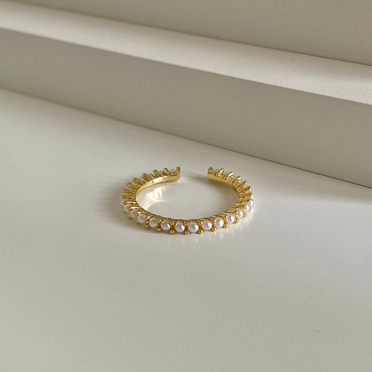 dainty pearl gold ring