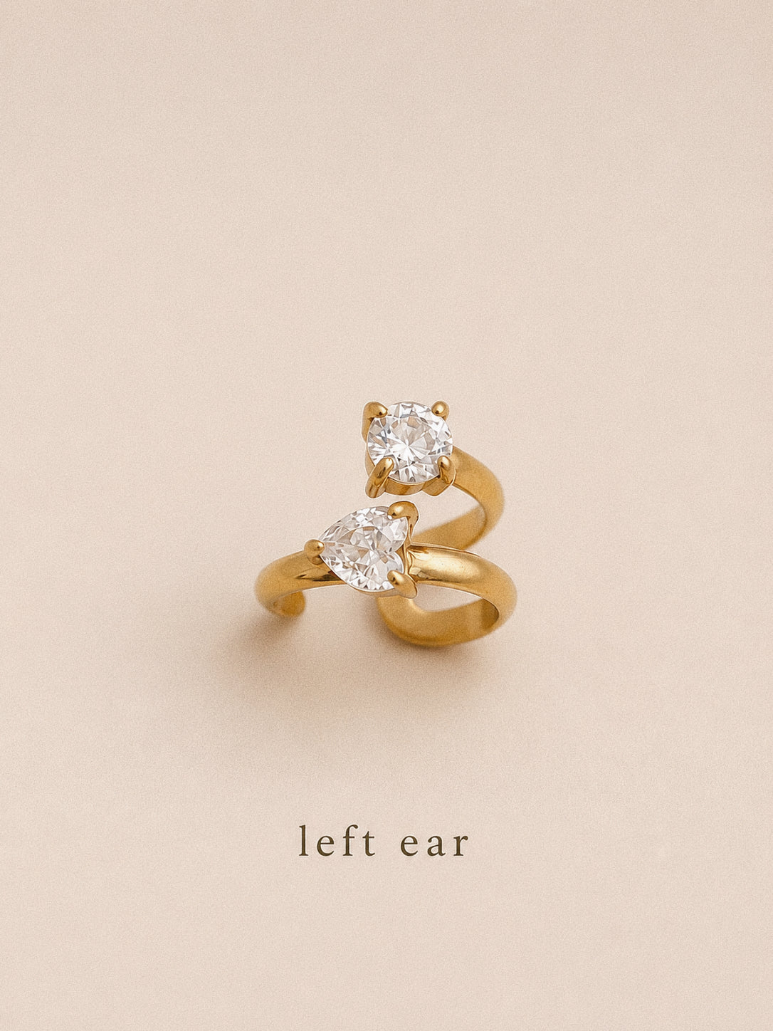 Left ear version of the Duet double ear cuff showing the spiral direction for the left side