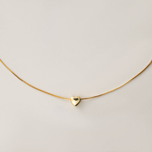 Golden Love Heart Charm Necklace