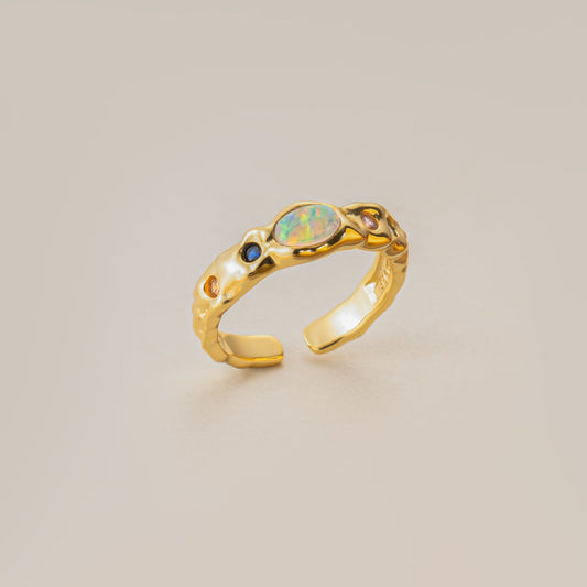 Aurora Shimmer S925 Silver Opal Ring