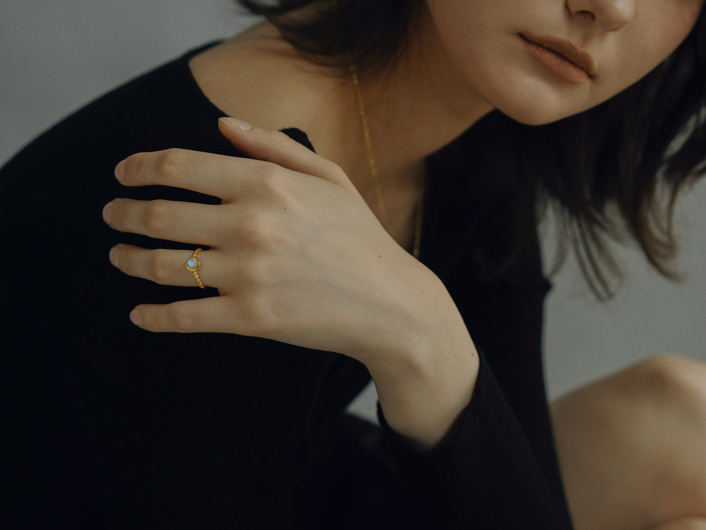 Twilight Twirl Moonstone Ring