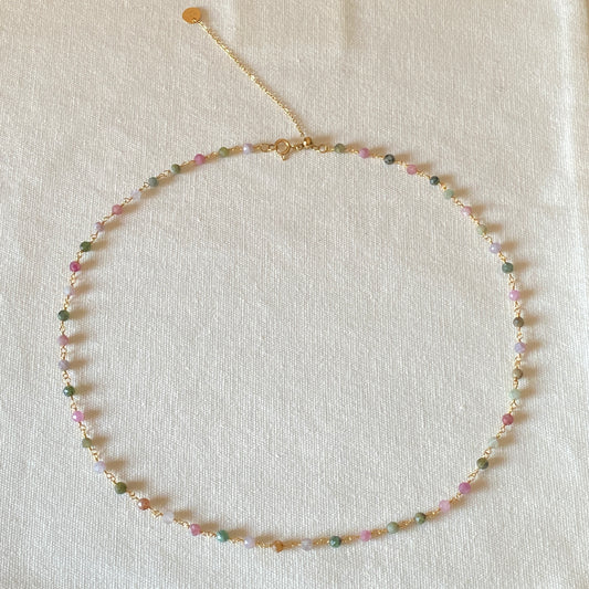 gold plated chain beaded necklace