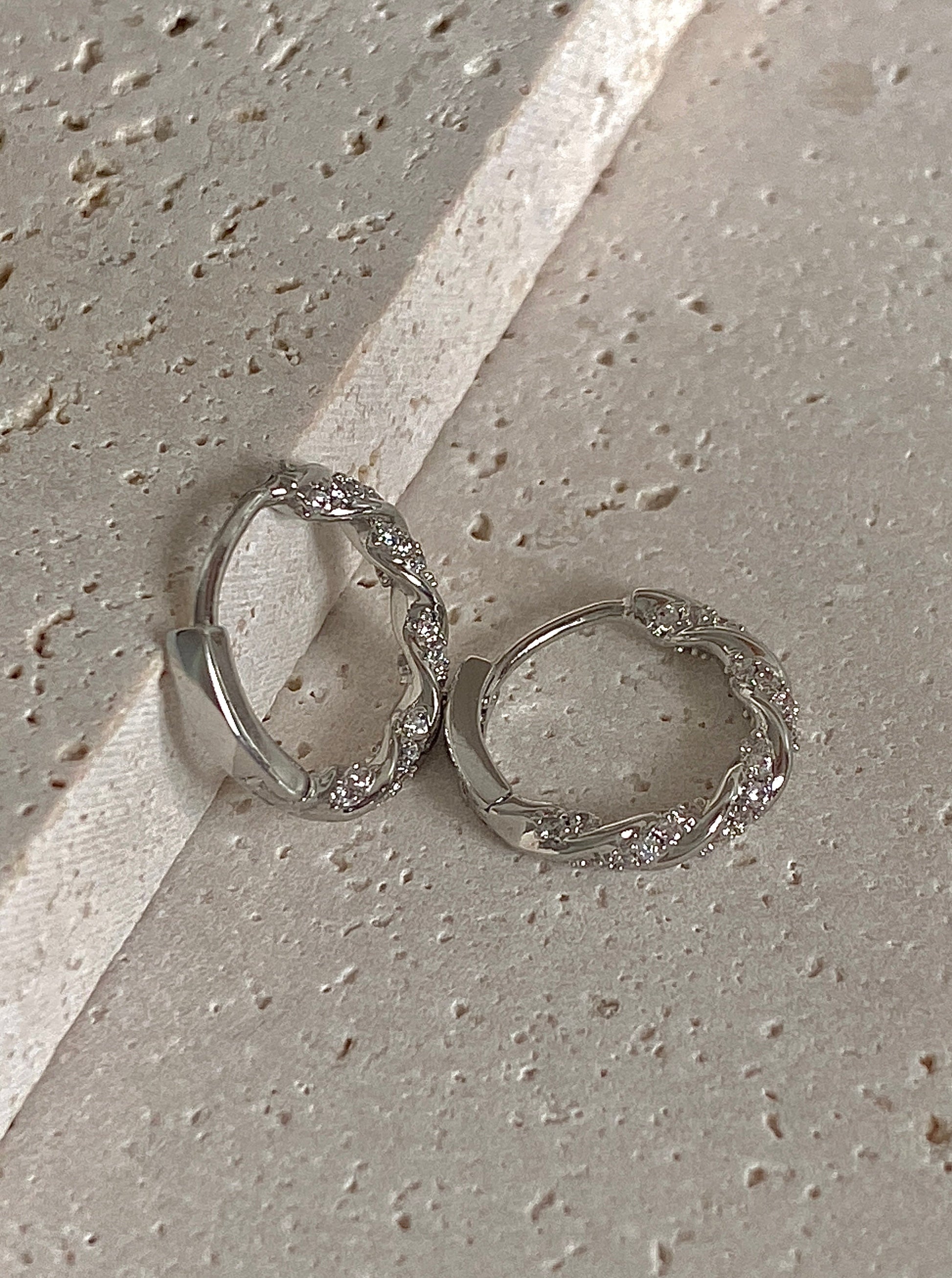 Twisted Allure Sterling Silver Hoops