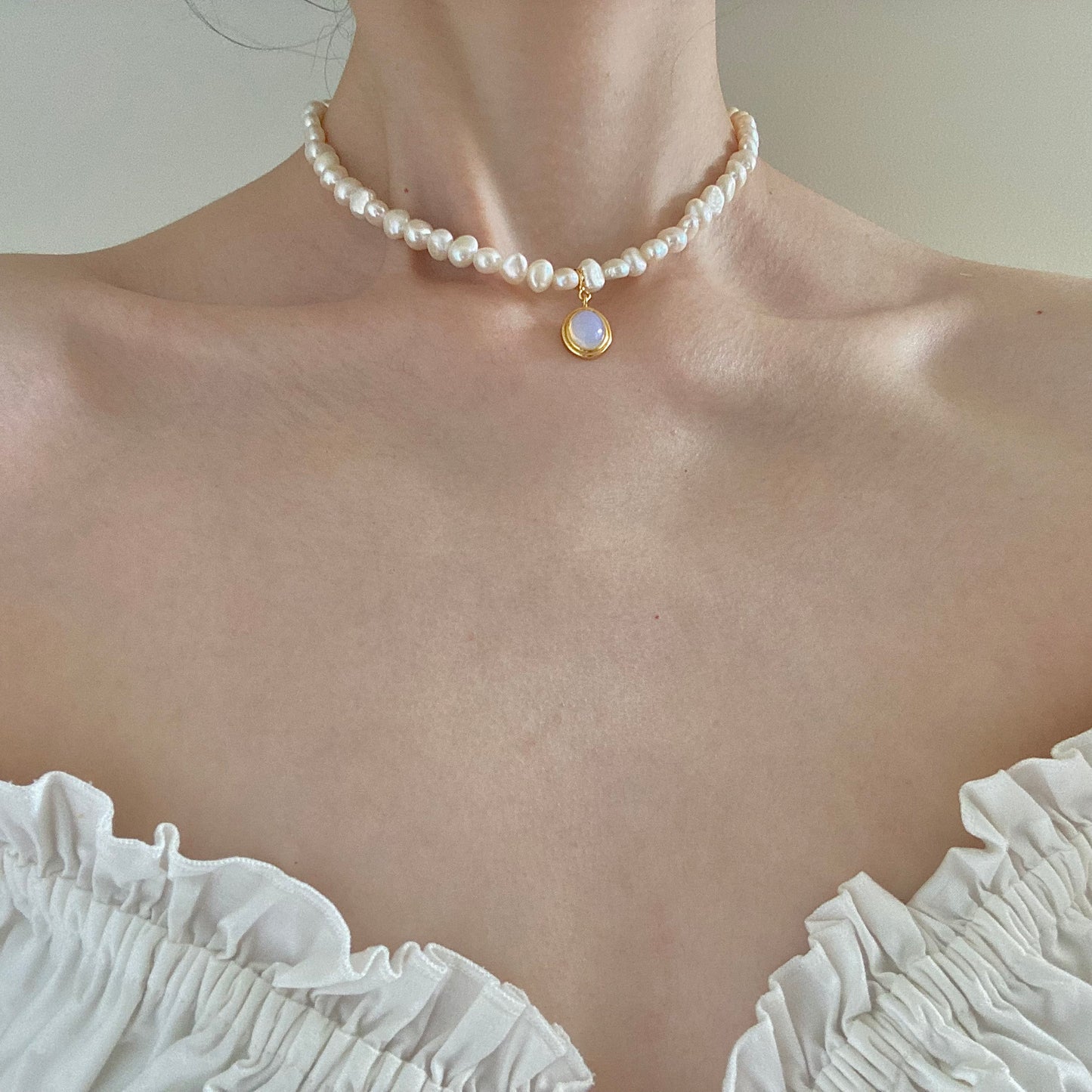 Lunar Harmony Pearl & Moonstone Necklace