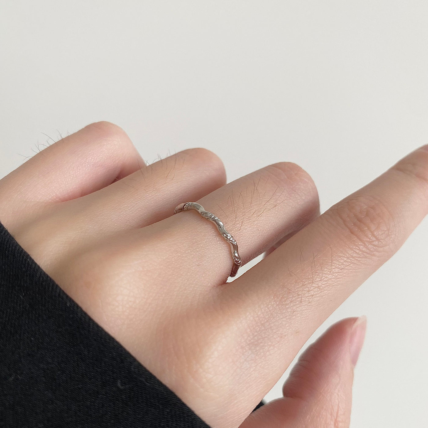 Silver Serenity Wave Adjustable Ring