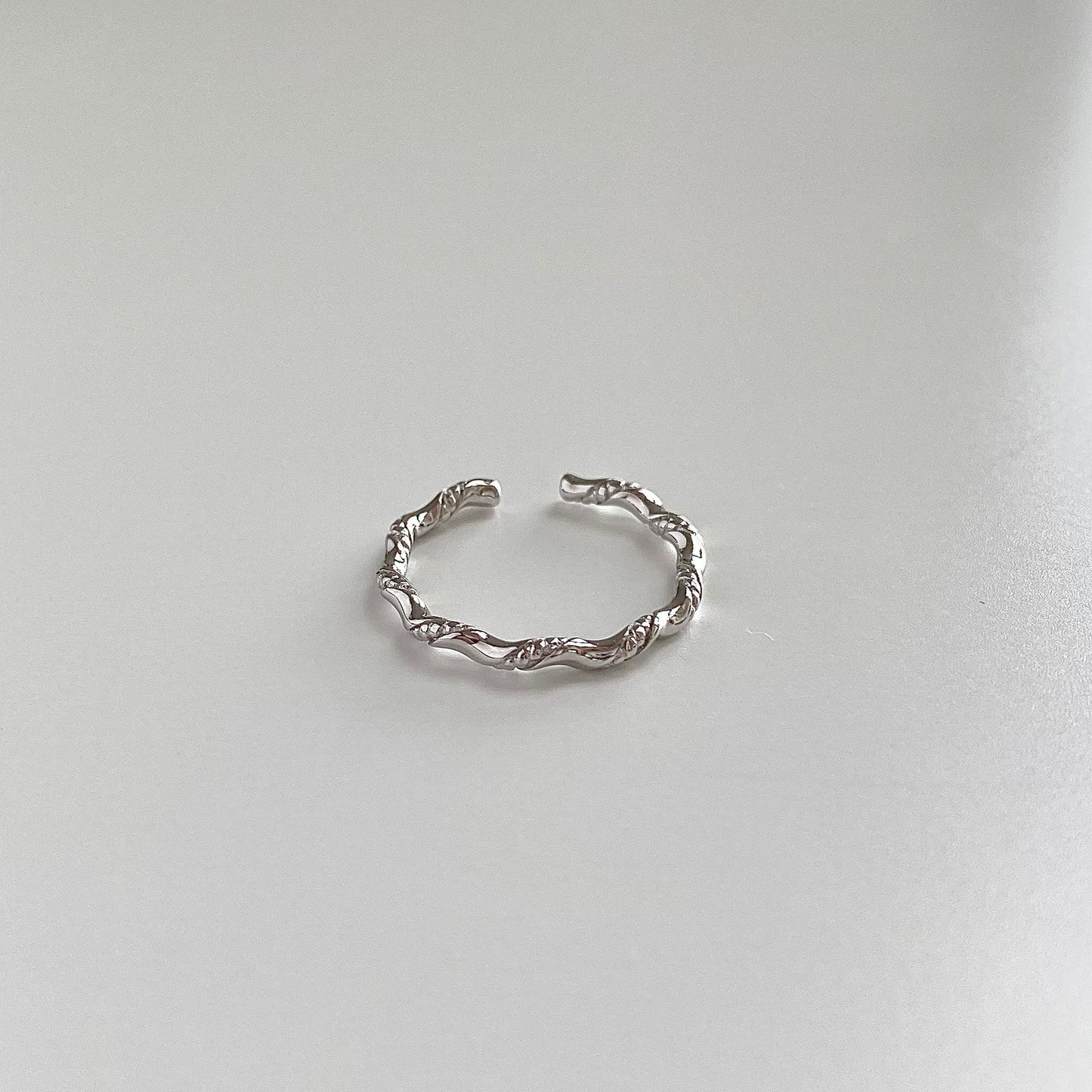 Silver Serenity Wave Adjustable Ring