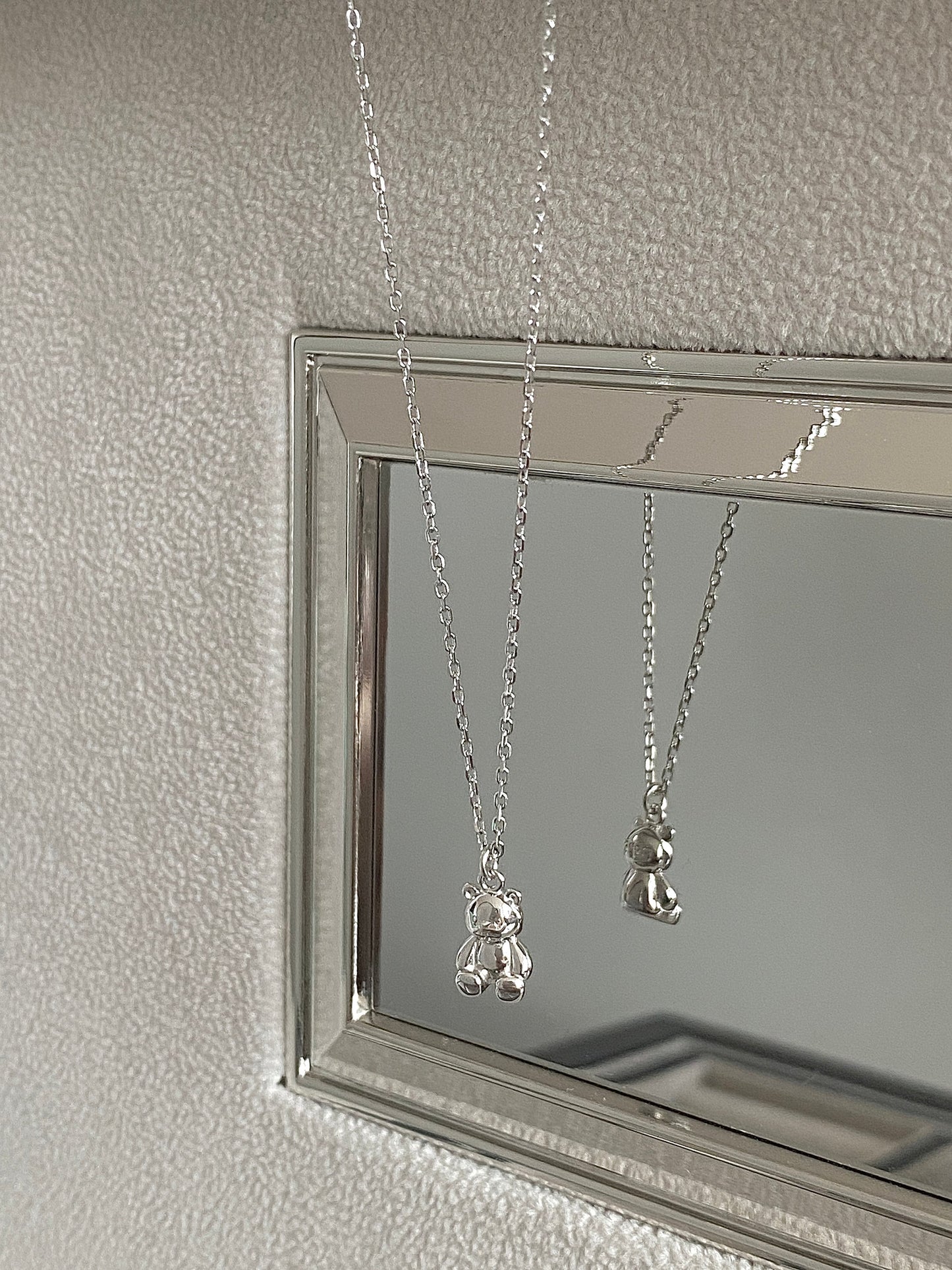 Dainty S925 Silver Teddy Bear Pendant Necklace