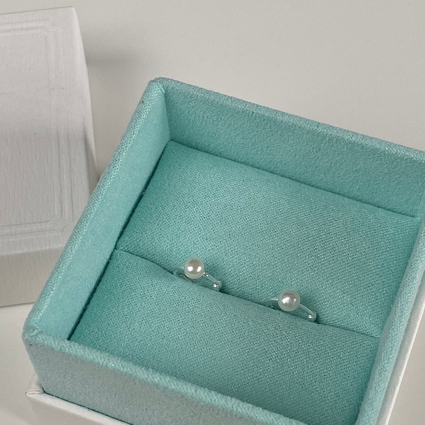 S925 Silver Petite Pearl Hoop Earrings in package box