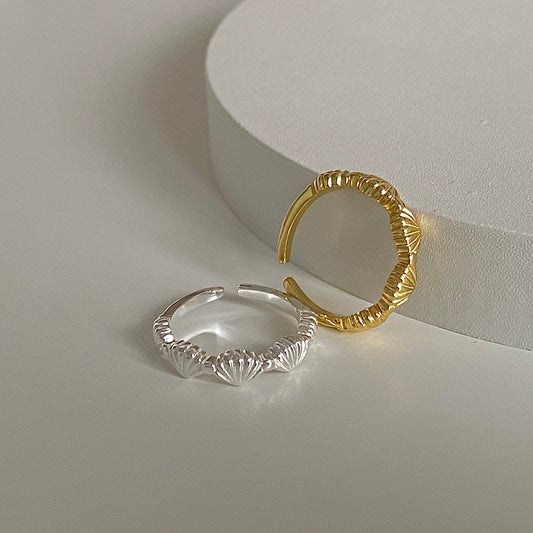 Seashell Silver & Gold Plated Adjustable Ring