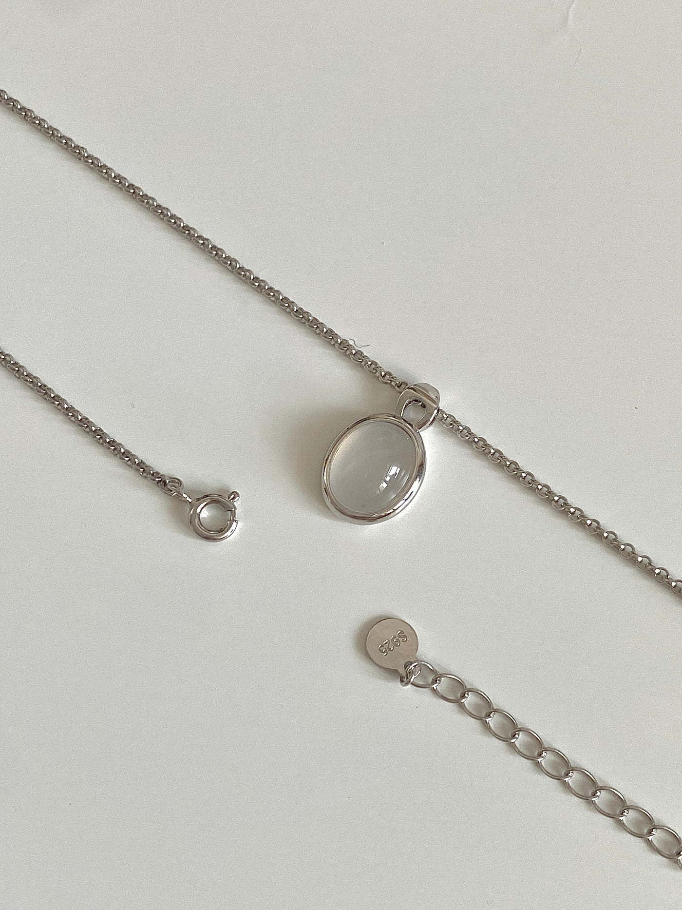 White Agate Harmony S925 Silver Pendant Necklace