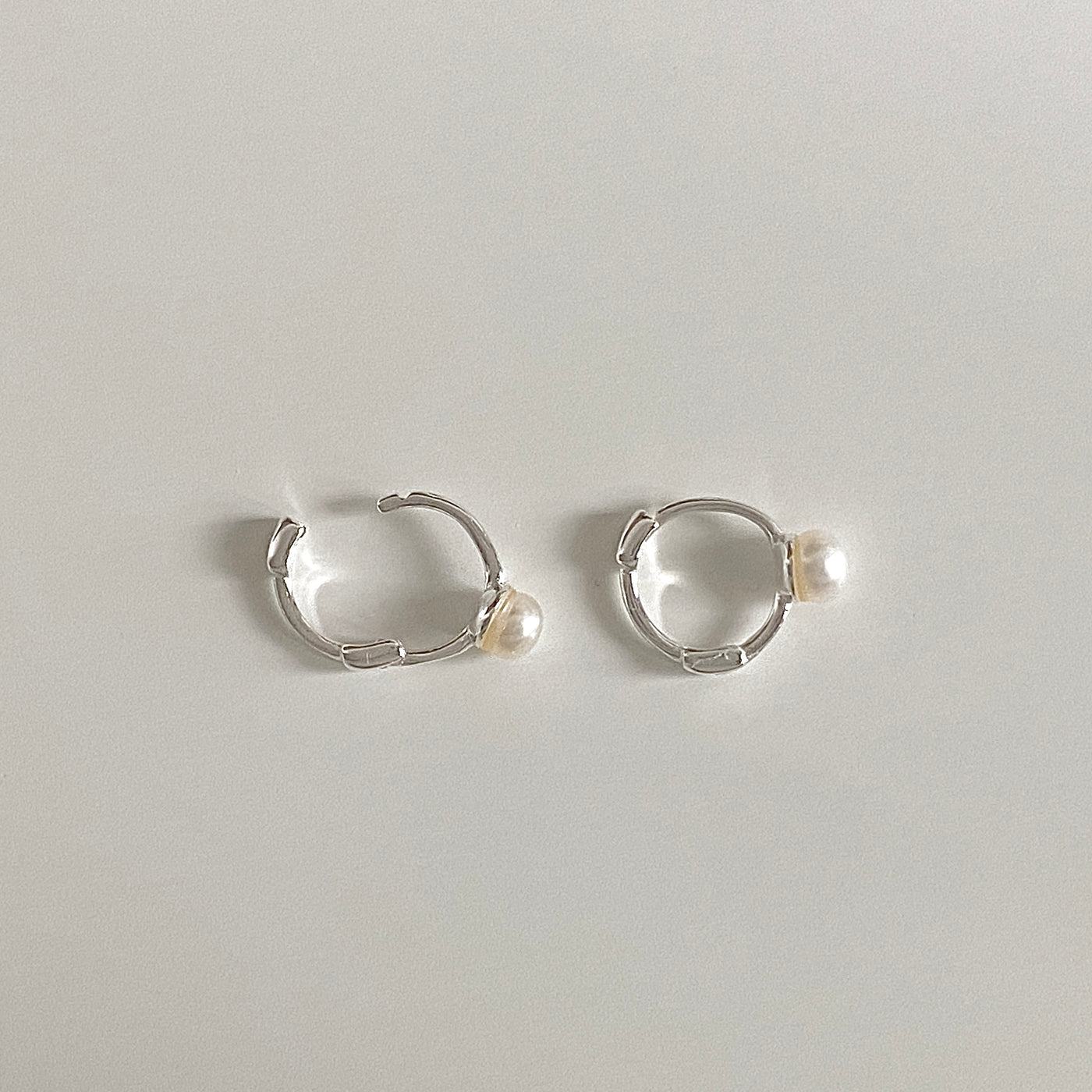 S925 Silver Petite Pearl Hoop Earrings open