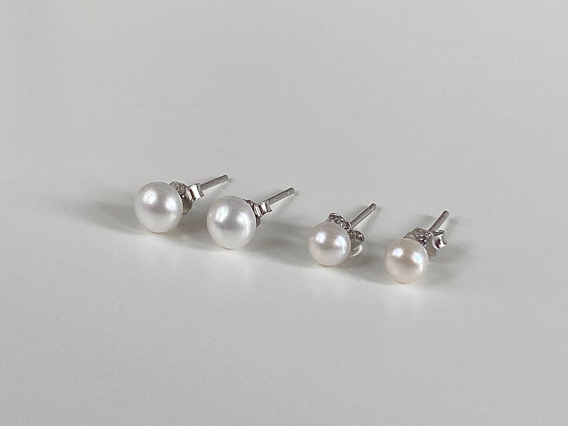 Timeless Elegance Sterling Silver Pearl Stud Earrings in 4.5mm & 6mm