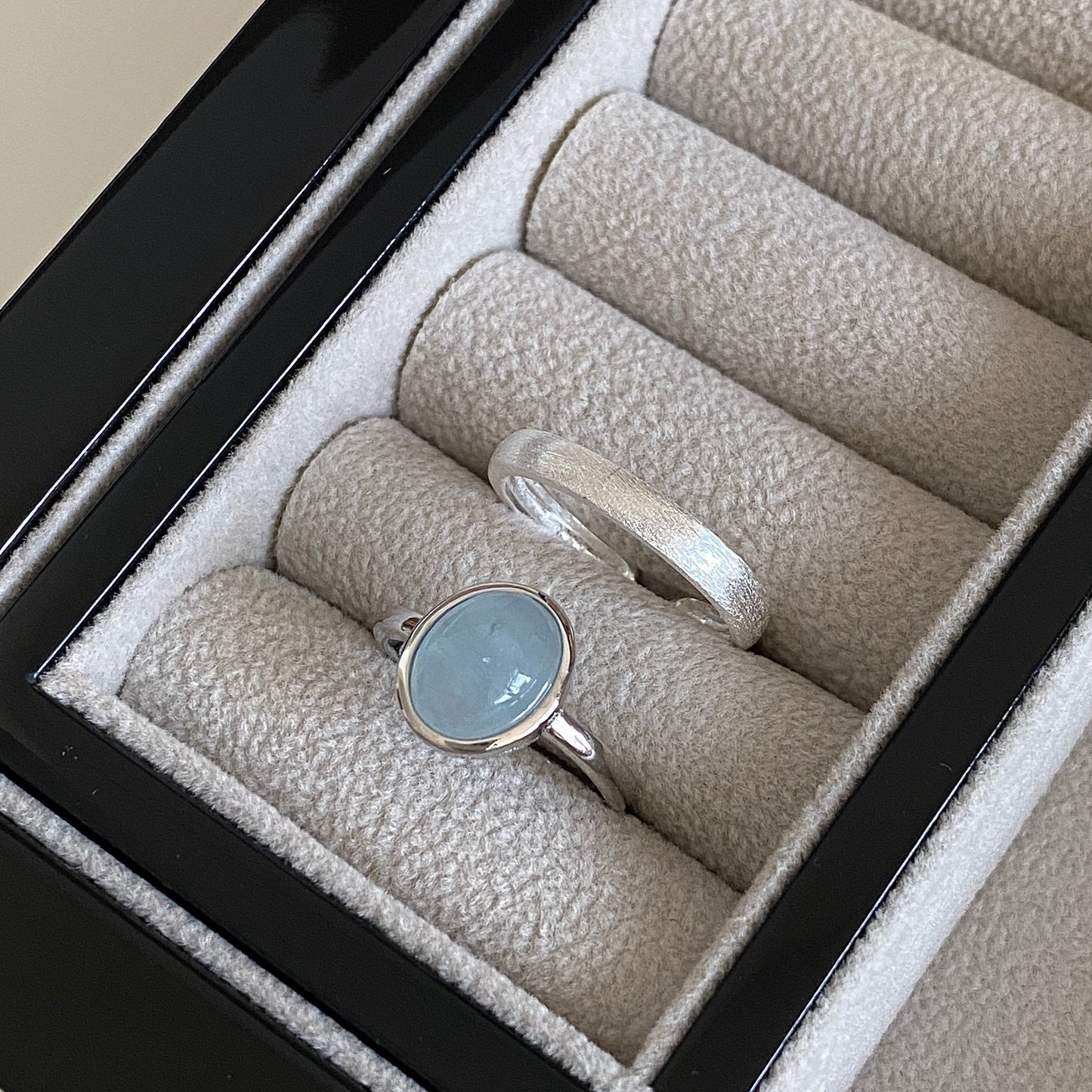 Dainty Adjustable S925 Silver Aquamarine Ring