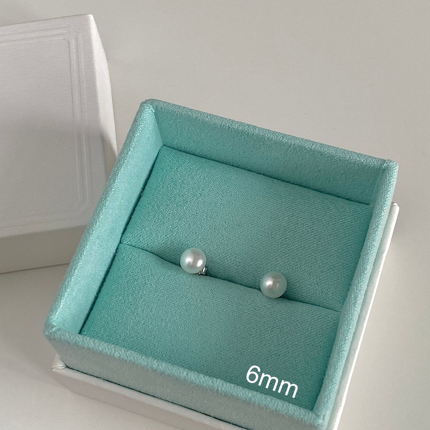 Timeless Elegance Sterling Silver Pearl Stud Earrings in size 6mm in package box