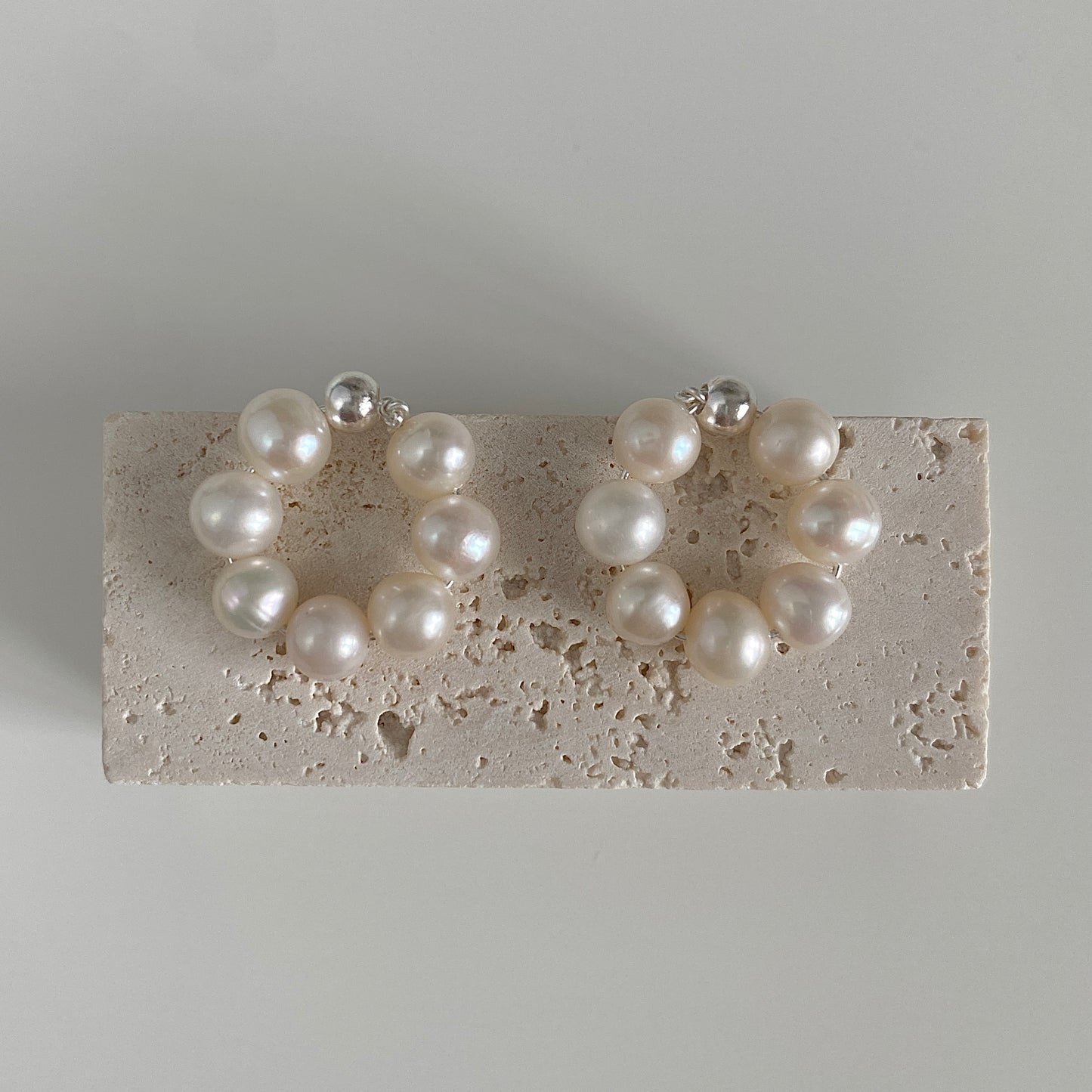 Pearl Halo Silver Stud Earrings