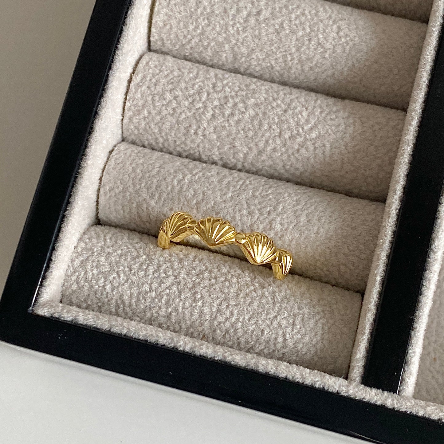 Seashell Silver & Gold Plated Adjustable Ring